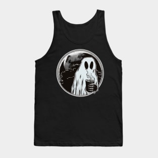 Spooky Moon Ghost drink Coffee Tank Top